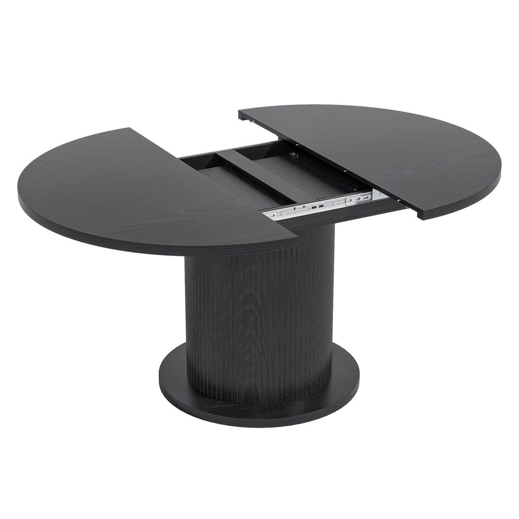 43.3 inch 59 inch Adjustable Size Round Dining Table for 4 6, Unique Design Modern Farmhouse Kitchen Table, Circle