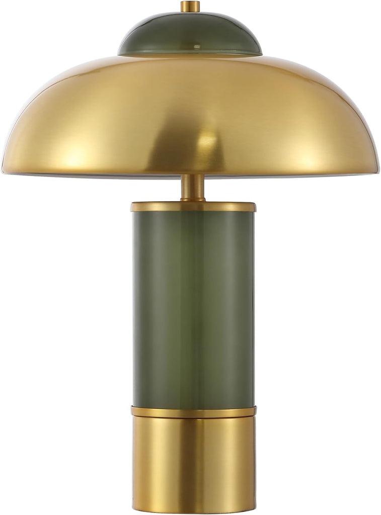 Drea 16-inch Green/Brass Glass/Metal Table Lamp (LED Bulb Included)