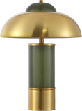 Drea 16-inch Green/Brass Glass/Metal Table Lamp (LED Bulb Included)