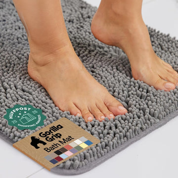 Bath Rug Mat 36x24, Thick Soft Absorbent Chenille, Quick Dry Microfiber Mats, Rubber Backing Washable Shower Floor