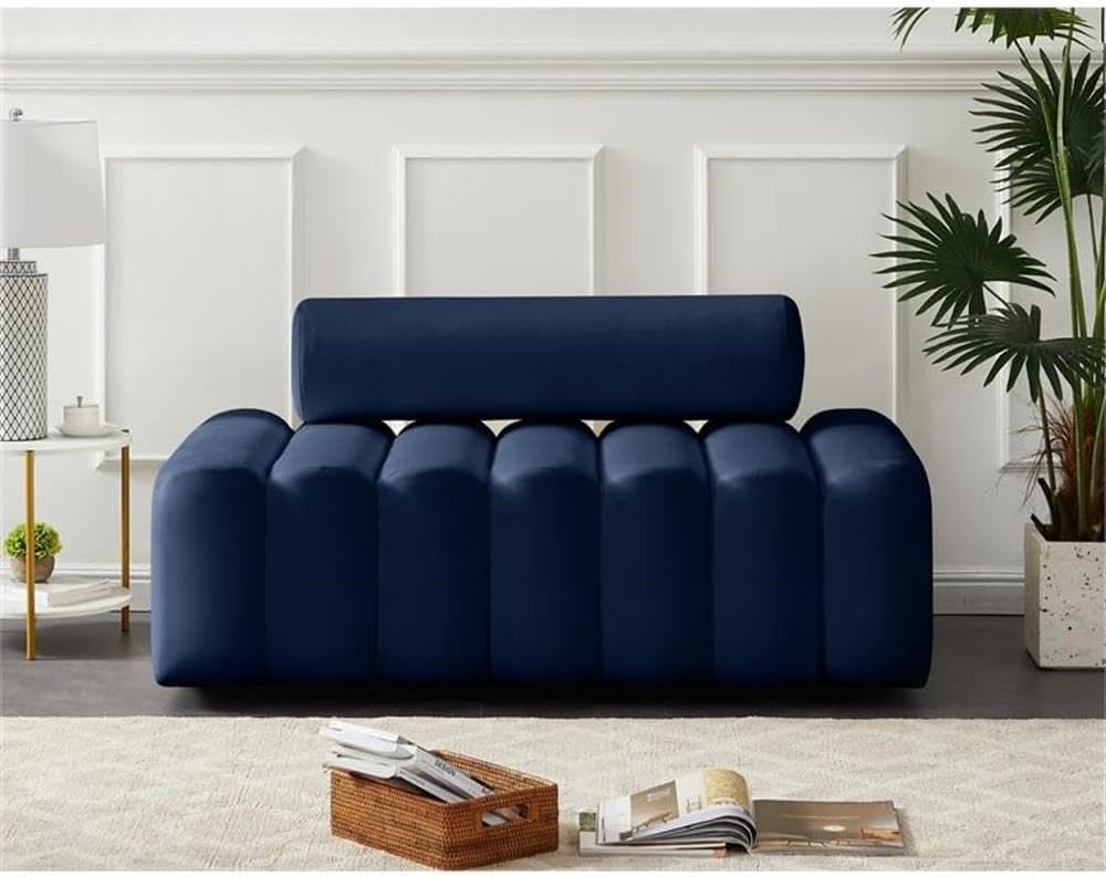 647Navy-L Melody Collection Modern | Contemporary Velvet Upholstered Loveseat with Deep Channel Tufting