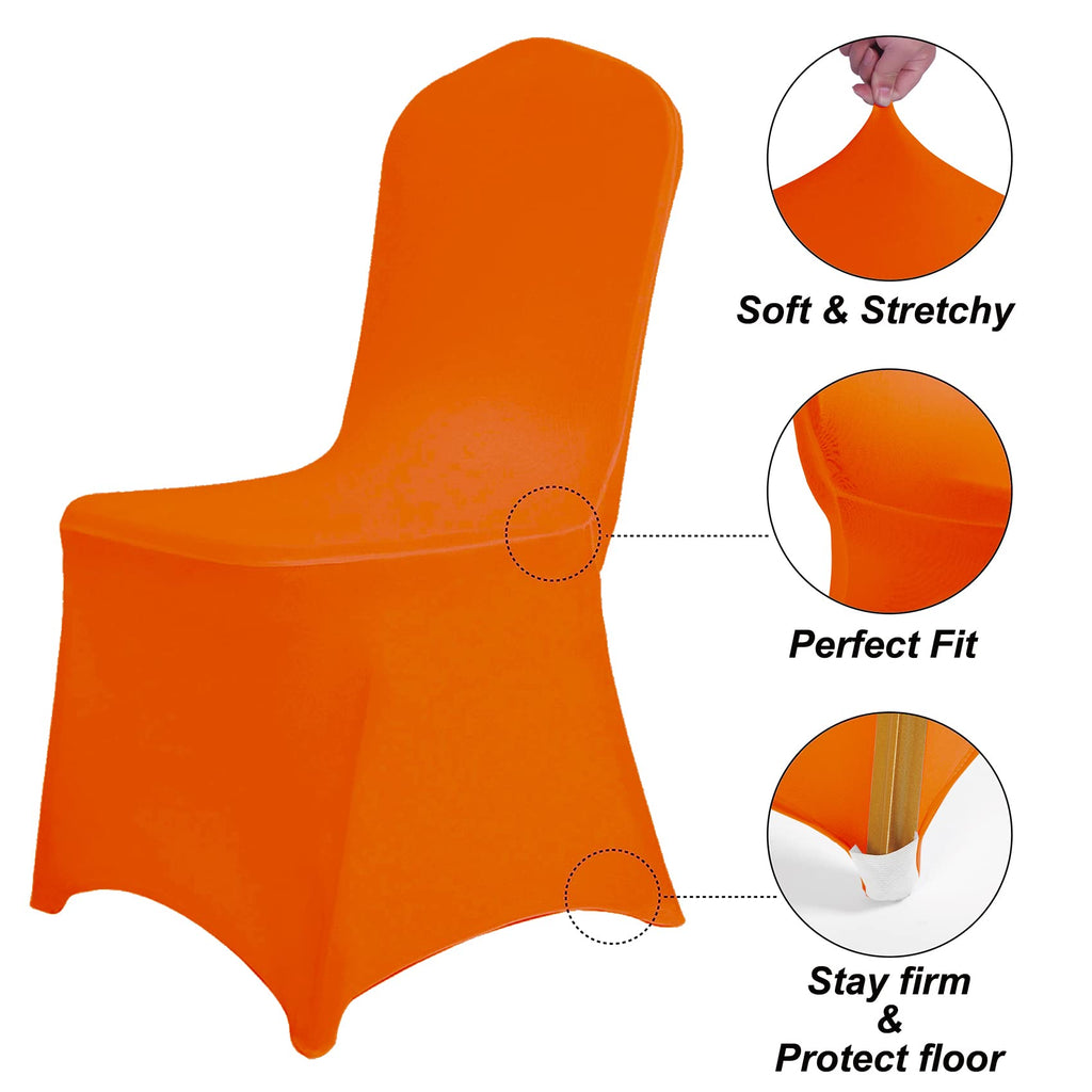 Orange Chair Cover 25PCS, Polyester Spandex Waterproof Stretch Dining Chair Covers, Protector for Party, Banquet