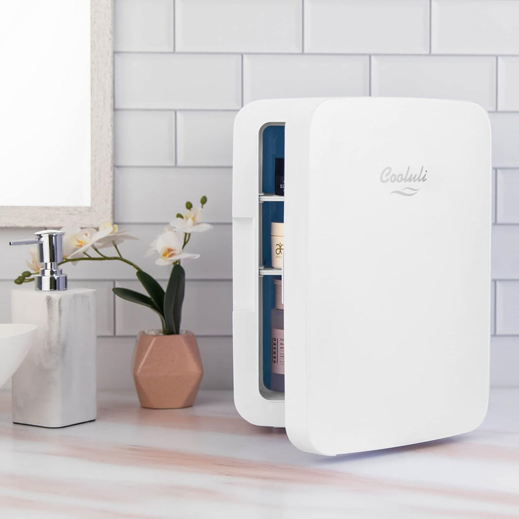 10L Mini Fridge for Bedroom - Car, Office Desk & College Dorm Room 12v Portable Cooler Warmer Food, Drinks, Skincare