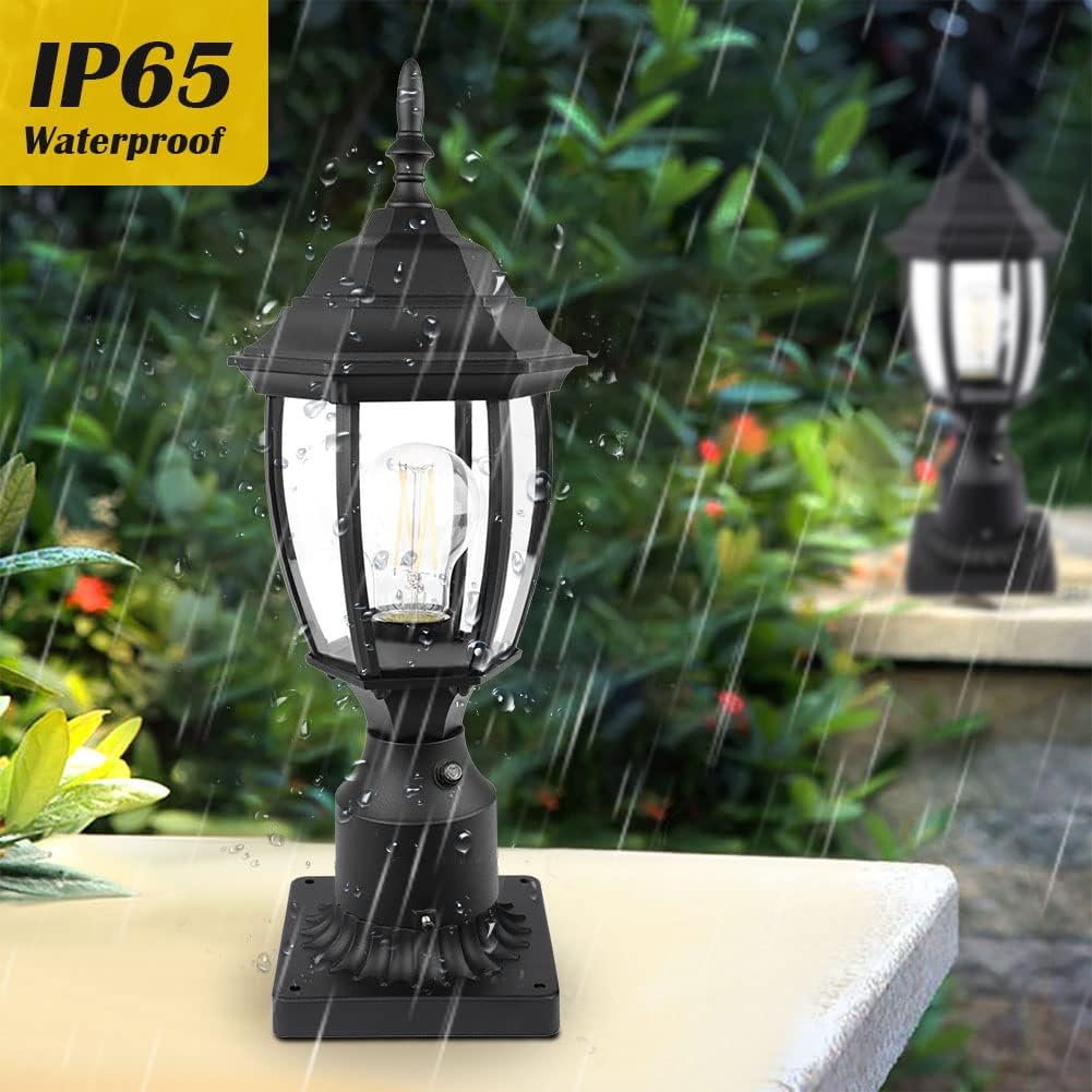 Dusk to Dawn Outdoor Post Light Hardwired 120V, Waterproof Aluminum Pole Light Fixture with Pier Mount Base