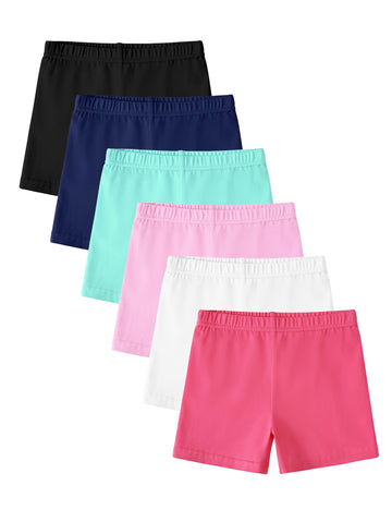 6 Pack Baby Girls Bike Shorts Toddler Girl Cotton Dance Short Pants for Kids Solid Athletic Summer Cloth