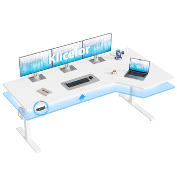 L Shaped Standing Desk, 63 Inch Corner Desk, White