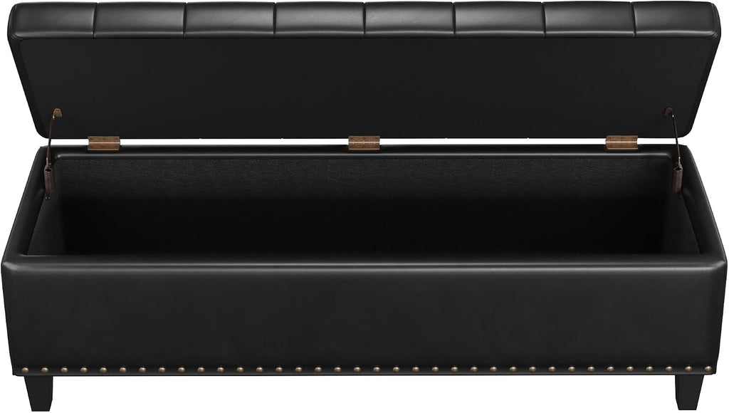 51 Inch Storage Ottoman Bench,Large End of Bed Storage Bench | Faux Leather Ottoman with Storage,30