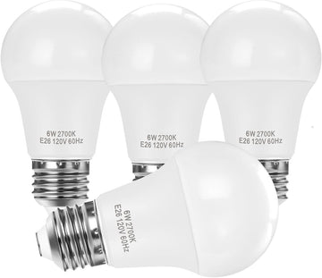 E26 LED Light Bulbs 40W Equivalent, A15 6W Soft White 2700K, 4-Pack