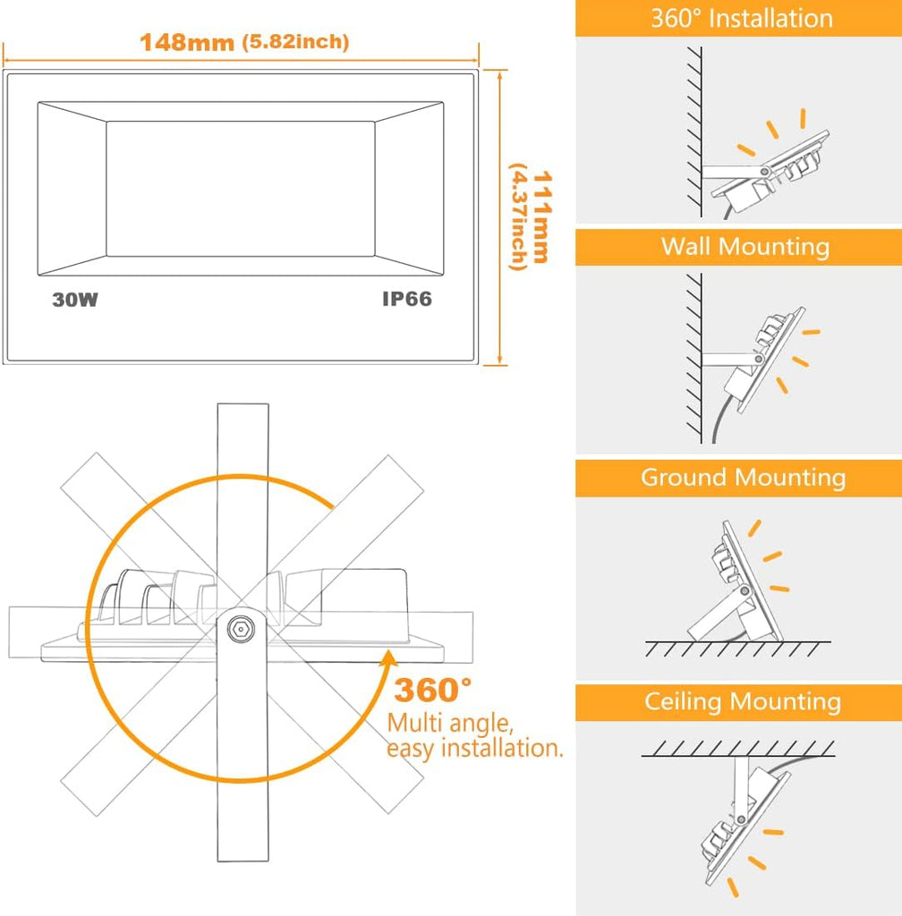 LED Flood Light Outdoor 30W, 300W Equivalent Smart RGB Landscape Lighting | APP Control -DIY Scenes -Timing - Warm