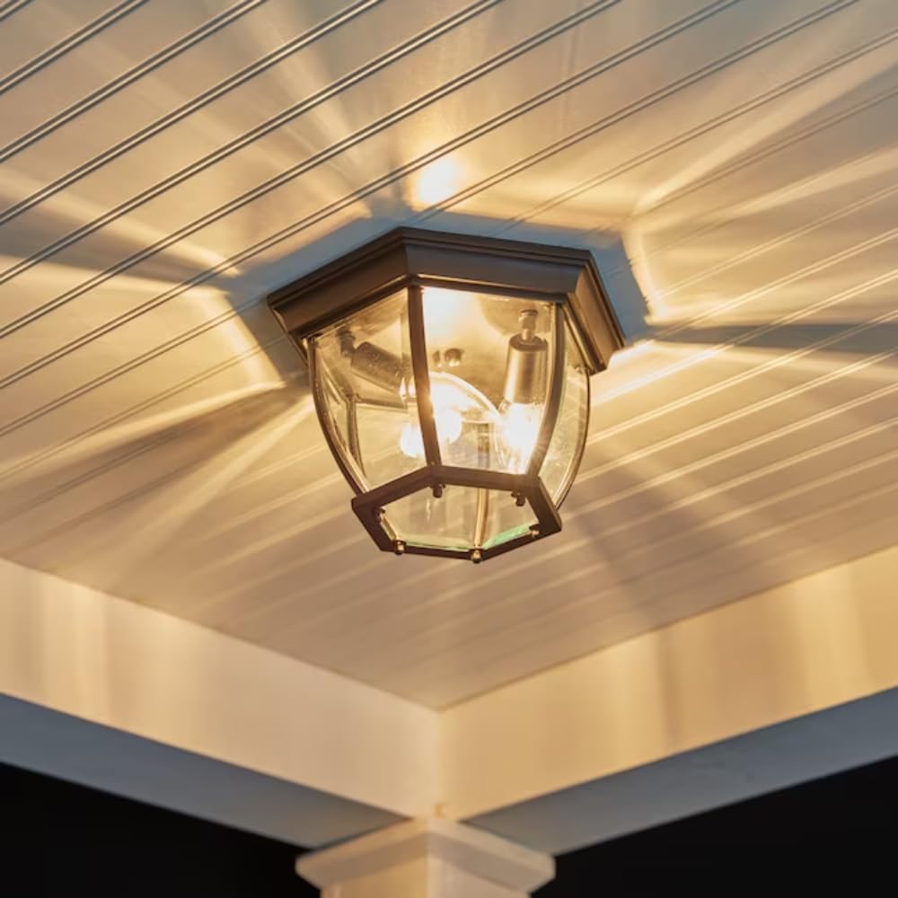 Crown Hill 2-Light Ceiling Light | White Finish | Frosted Glass Shade | Traditional Ceiling Light Fixture