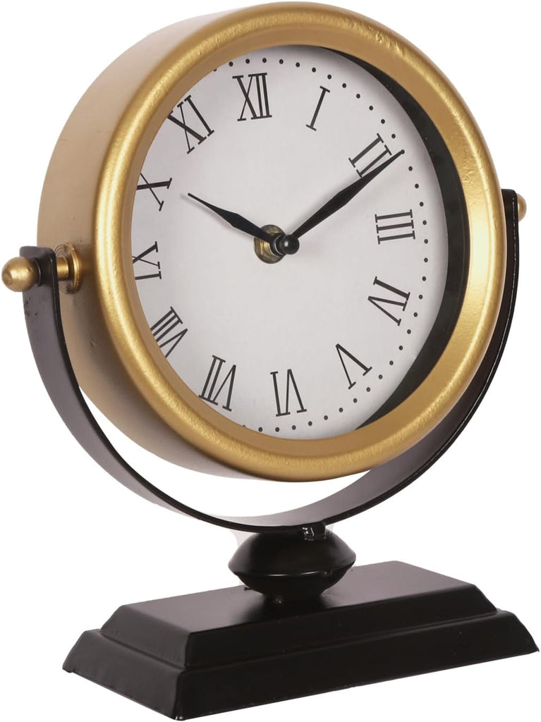 Desk Clock - Classic Vintage Clock and Decorative Shelf Decor,Silent Non-Ticking Clock with Distressed Metal Frame for Office, Living...