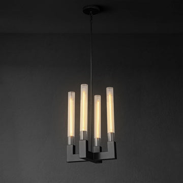 Inspired Cannele Style Glass Tube Black Pendant Lights Kitchen Island, Adjustable Cord Modern Pendant Light Fixtures,Kitchen Pendant Lighting Over Island,Indoor Chandeliers for Bedroom, Included Bulb