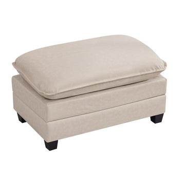 35'' Modern Leather Cloud Sofa Ottoman, Rectangle Ottoman for Modular Sectional Sofa, Leather Beige