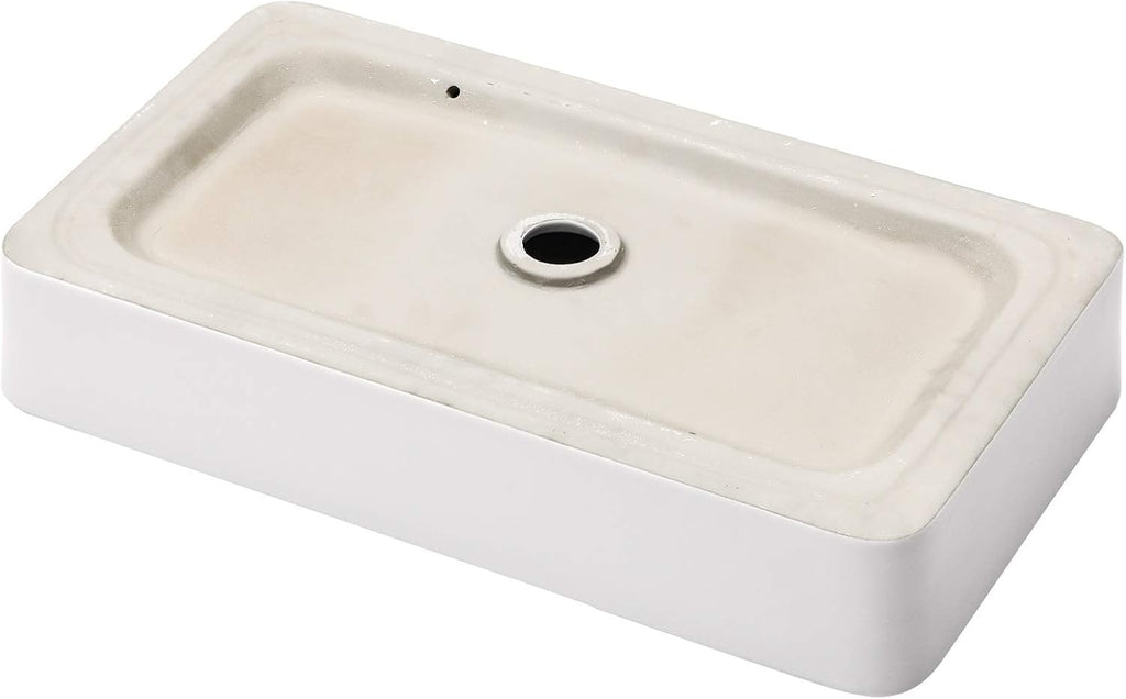 Rectangular Bathroom Vessel Sink 24 Inch - 24"x14" White Ceramic Porcelain Above Counter Modern Art Sink
