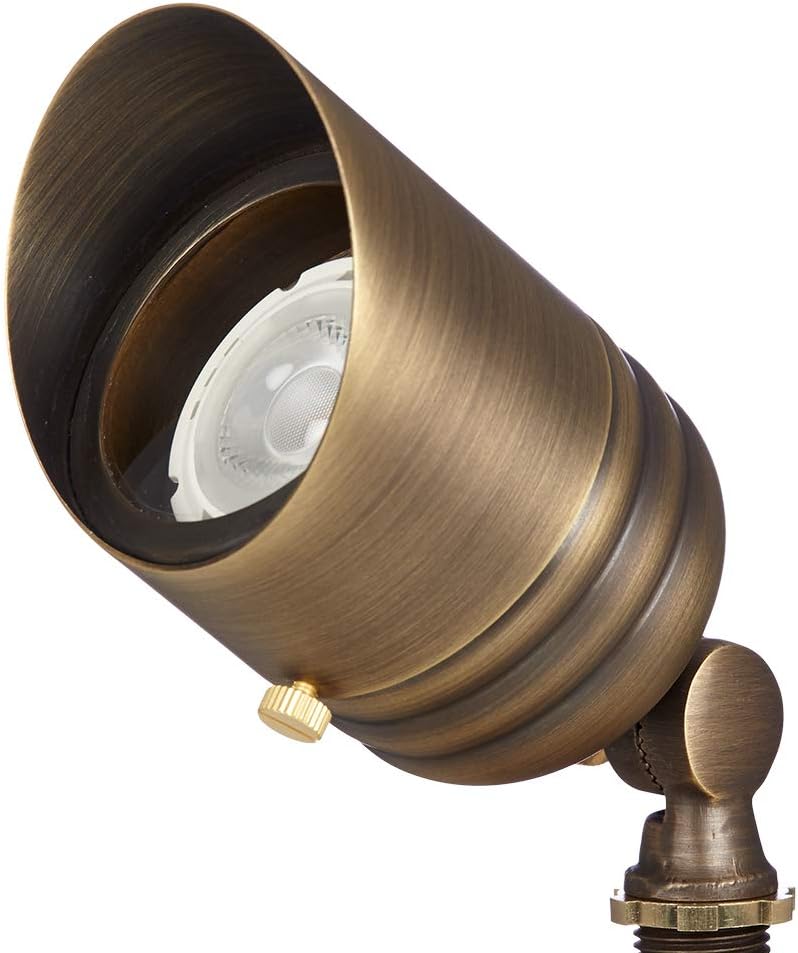 Fat Boy 12V Brass Outdoor Spotlight (Bronze) for Landscape Lighting | Lamp Ready, Low Voltage Uplight for Yard, Lawn