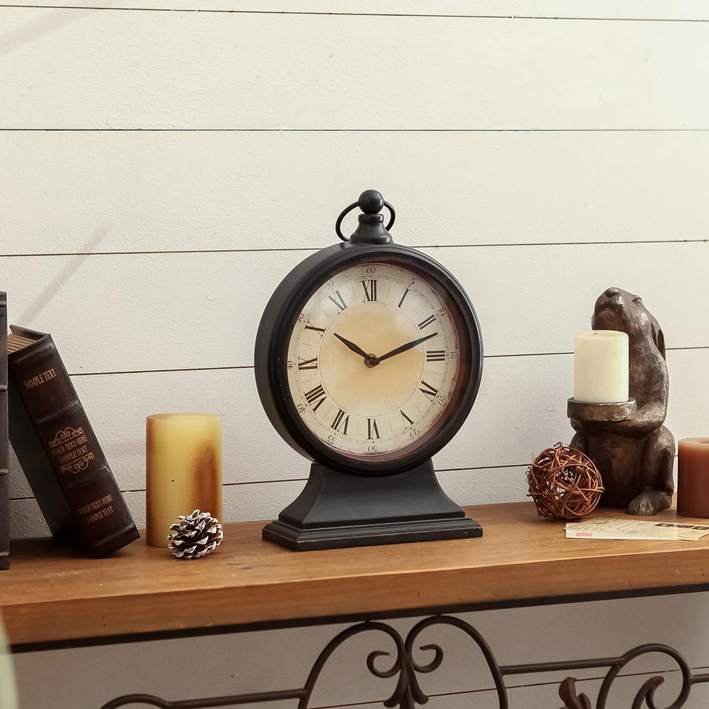 HOME Vintage Black Mantel Clocks for Fireplace