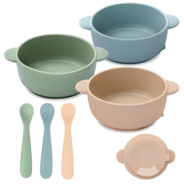 Baby Bowls with Suction and Baby Spoons Set of 3, BPA Free