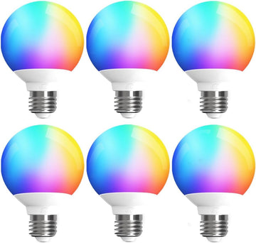 G25 Globe Light Bulbs, App-Controlled Vanity Light Bulbs via Bluetooth Mesh,1600 Million Colors, 600LM, 6W, 60W