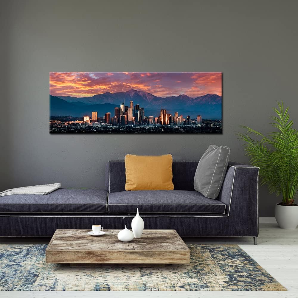 Cityscape Canvas Wall Art California in Sunrise Poster Artwork Canvas Prints USA Famous Landmark Art Wall Decor