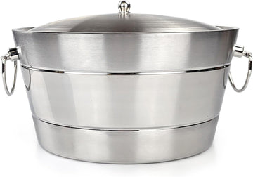 Insulated Stainless Steel Ice Bucket with Lid for Parties, 12Qt Brushed