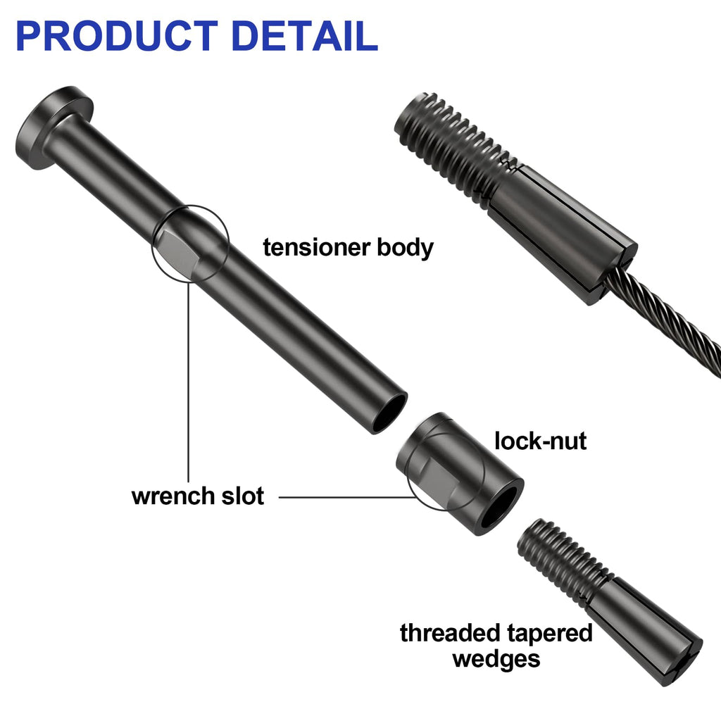 [Patent] 10 Pack 1/8" Black Swageless Invisible Cable Railing Kits