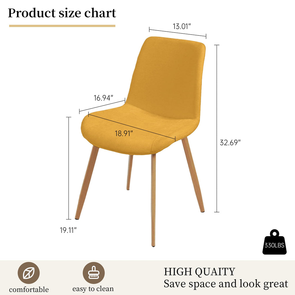 Dining Chairs Set of 2, Mid-Century Modern Fabric Kitchen Chairs