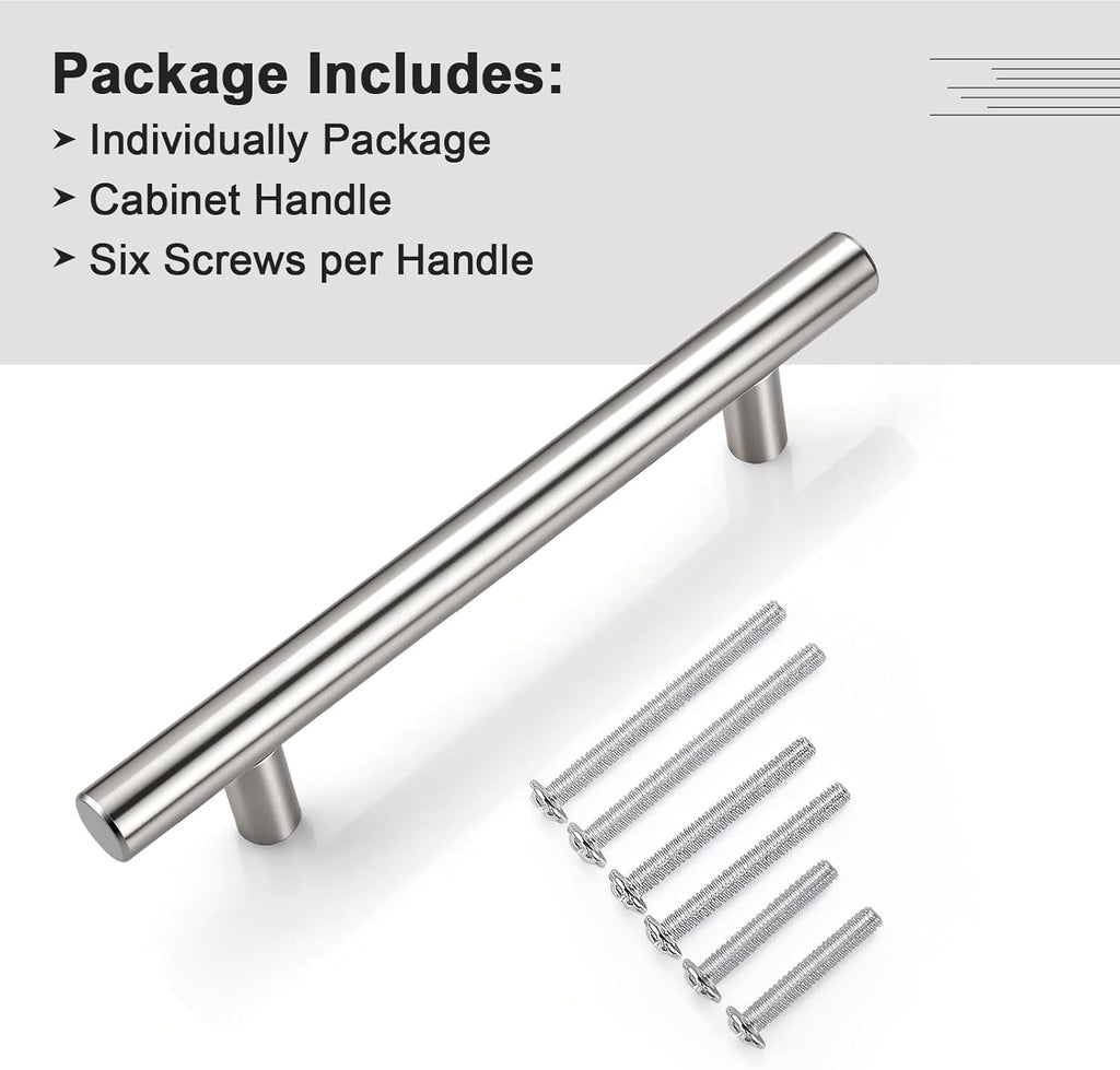 30 Pack 4" (102mm) Hole Center Cabinet Pulls, Satin Nickel Kitchen Cabinet Handles, Stainless Steel Drawer Pulls, Euro