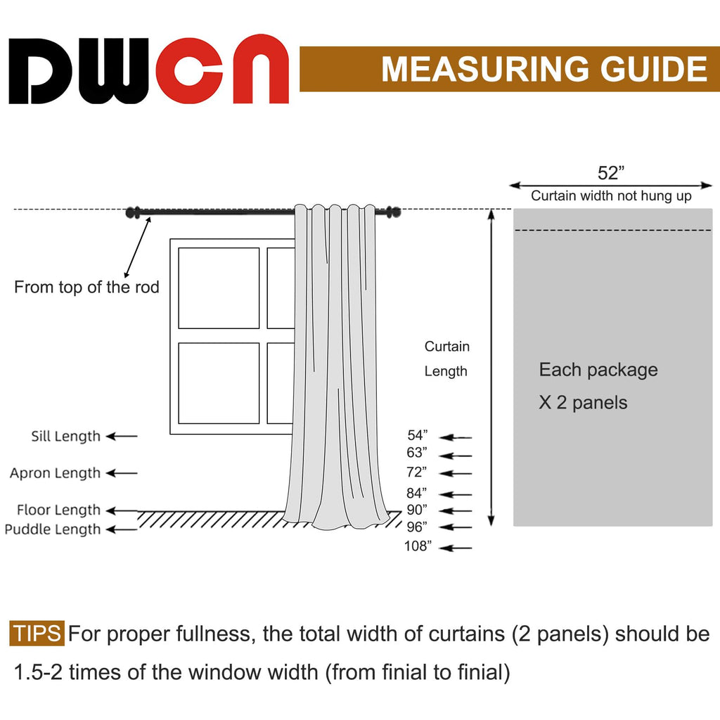 Damask Pattern Curtains 102 Inches, 2 Panels, Taupe