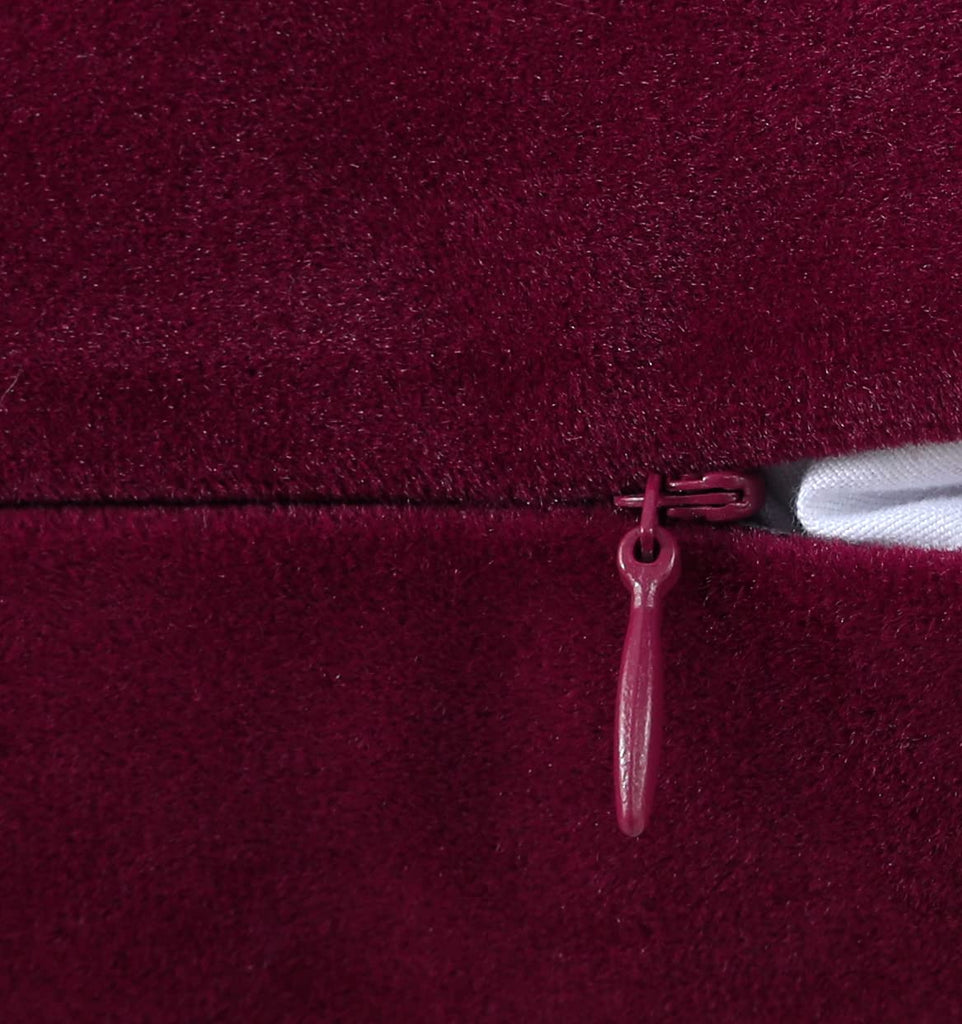 Comfy Burgundy Red Throw Pillow Covers Decorative Square Solid Thick Velvet Super Soft Cushion Cases Home Decor for