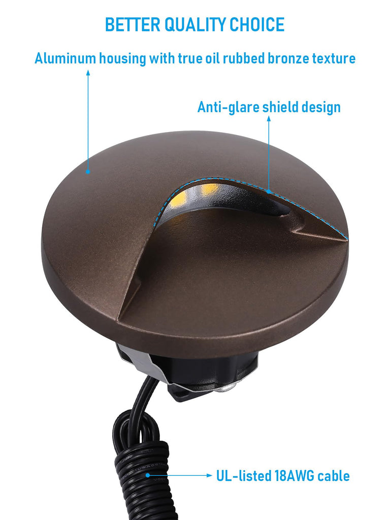 Recessed Low Voltage LED Deck Light Anti-Glare
