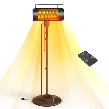 Outdoor Heaters, 1500W, 3 Heat Modes & 12H Timer, IP54 Waterproof Electric Heater with Adjustable Height, Tip-Over