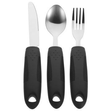 Adaptive Tableware Set for Elderly Non-Slip Spoon Fork and Cutter Easy-Grip Utensils for Disabled Adults Eating Aid
