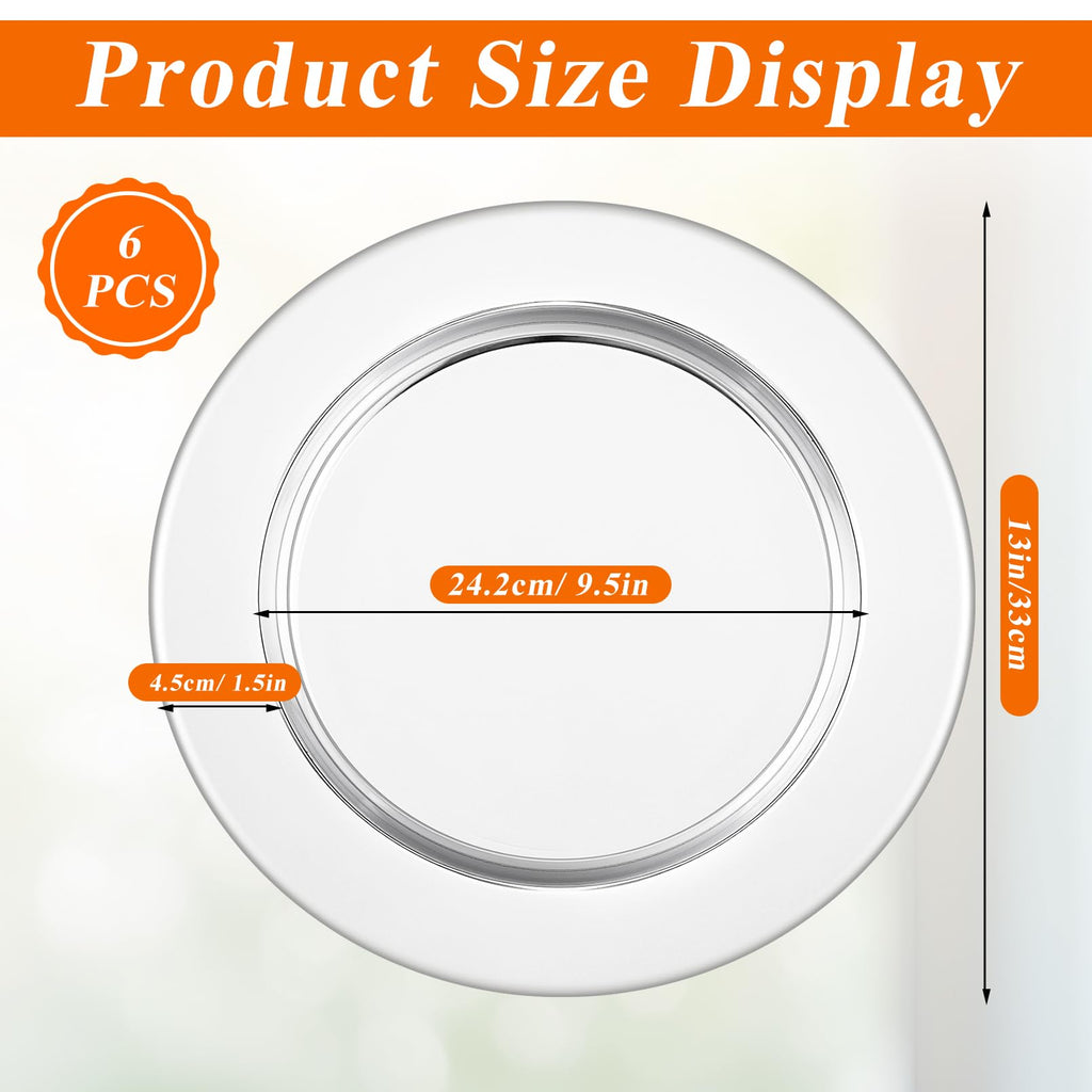 Charger Plates, 6 Pack, Silver, 13 Inch, Round