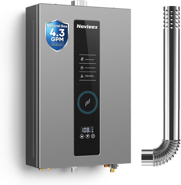 Tankless Water Heater, Novieex On Demand Water Heater Natural Gas, Up to 4.3 GPM, 100
