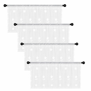 Sheer Valances for Windows Embroidered 4 Pack White Floral