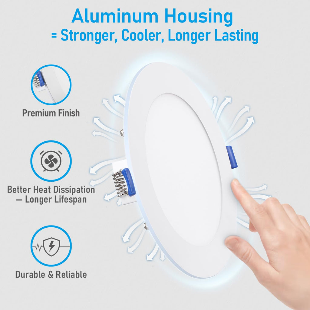 6 Inch Ultra-Thin LED Recessed Light, 12W