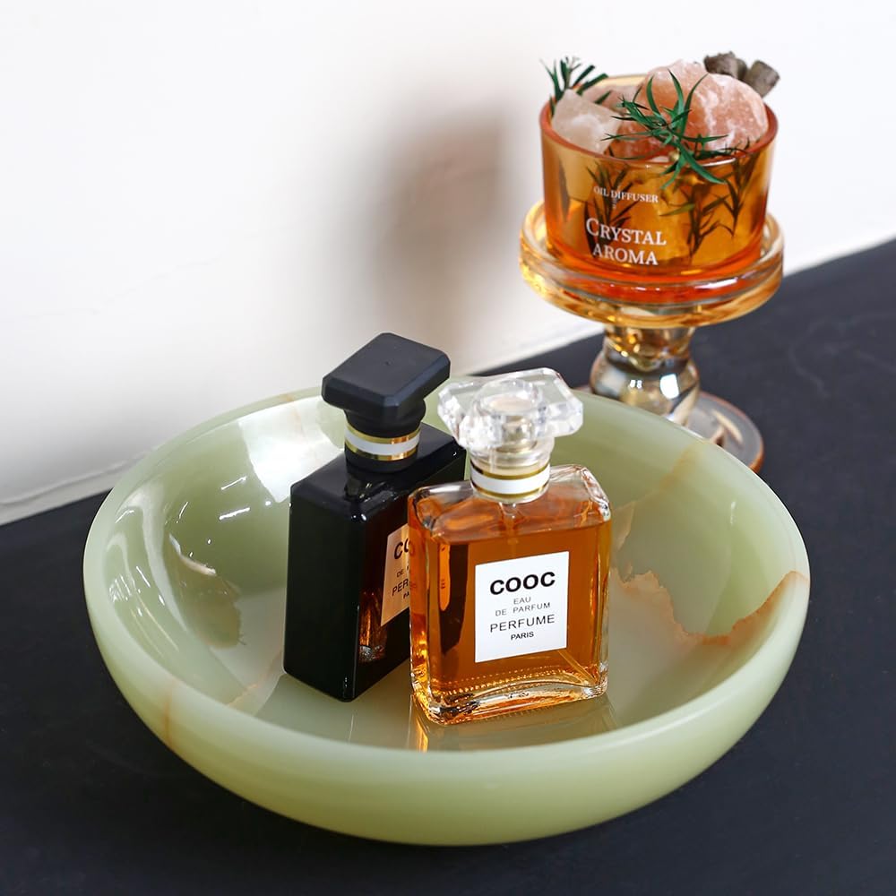 Luxury Decorative Marble Bowl Decoration, Green Onyx Key Bowl Table, Catchall for Coins, Change, Candy, Organizer
