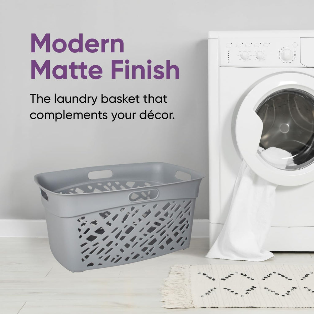Non-Breakable Mosaic Laundry Basket, 45L - Dark Gray, Decorative Storage, Vented Design, Made in France, Modern Home