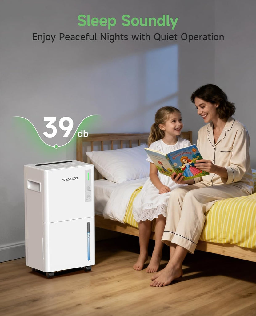 1500 Sq.ft Dehumidifier for Basement, 21 Pint Quiet Dehumidifiers for Home with Drain Hose, Smart Humidity Control