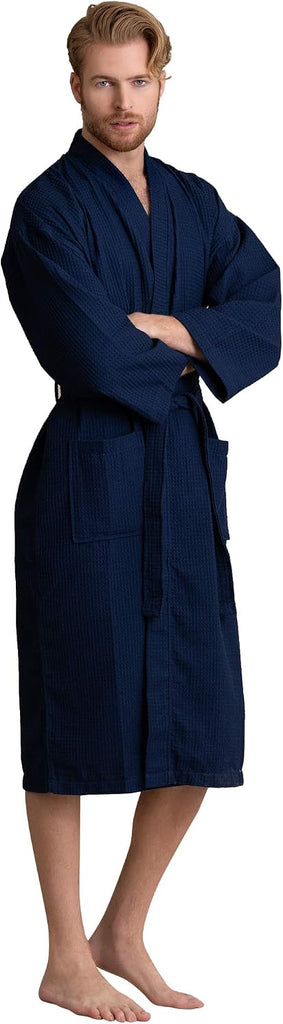 Men's Cotton Waffle Bathrobe, Luxurious & Lightweight, Comfortable & Absorbent, Softness