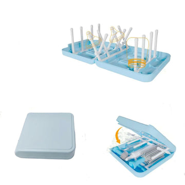 Travel Bottle Drying Rack Space Saving,Foldable Bottle Drain Rack with 16 Ribs,Portable Baby Bottle Drying Rack for