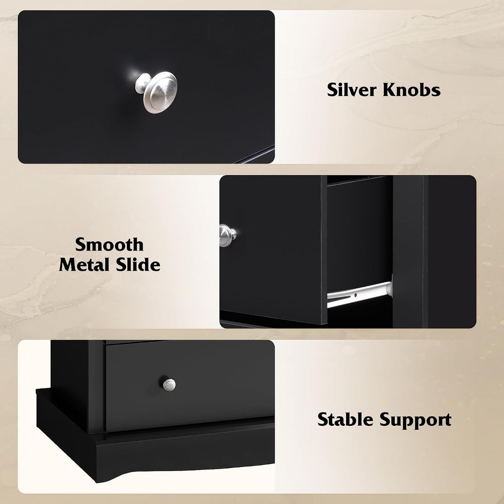 5 Drawer Dresser, 45" Tall Dresser with Exclusive Anti-Tip Structure, Modern Chest of Drawers with Large Capacity