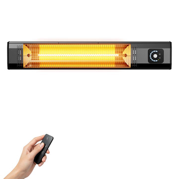 Wall-Mounted Electric Patio Heater, 34" 1500W Infrared Heater With Motion Sensor, IPX5 Waterproof, 9 Heat Level & 9H