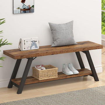 Rustic Entryway Bench with Storage, Hallway Bench, 47 in