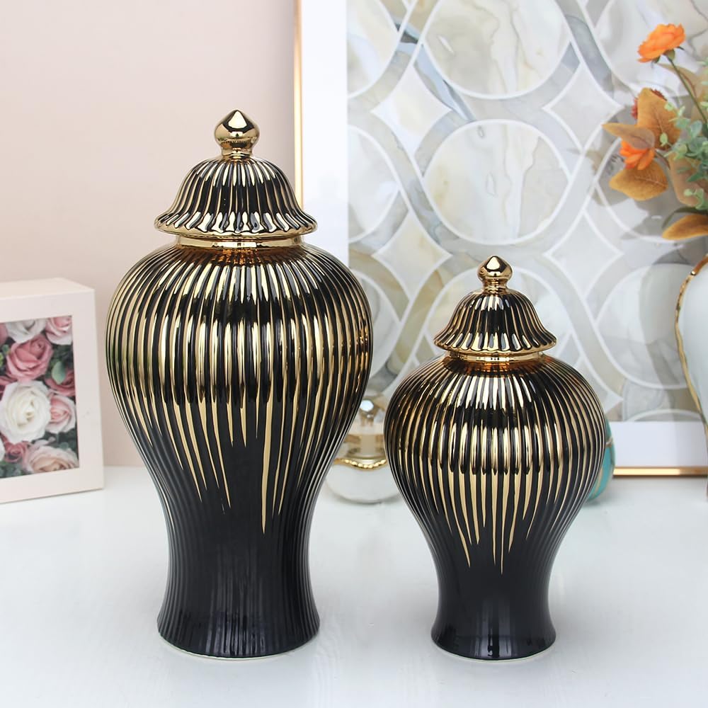 Decorative Ceramic Ginger jar with lid,Storage Ginger jar,Ceramic vase Decor,Entryway,Living Room,Kitchen,Table