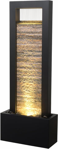 Versatile Zen Metal Fountain with Stone Brick Accent