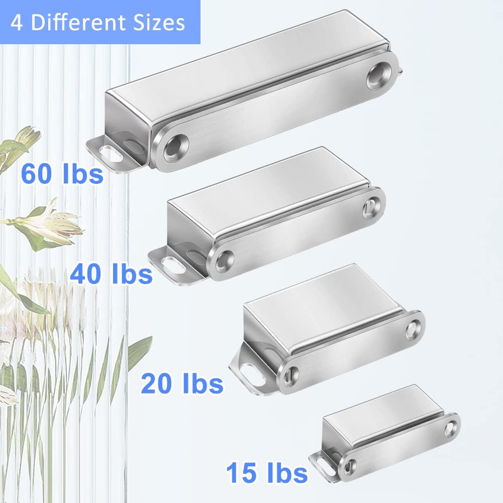 Magnetic Door Catch 40 lbs Pull Strong Magnet Cabinet Latches Magnetic Hardware Stainless Steel Chrome Door Closer