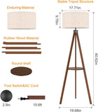 Tripod Floor Lamp, Mid Century Wood Standing Lamp, Modern Design Shelf Floor Lamp