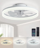 Ceiling Fans with Lights and Remote, 20" Modern Low Profile Ceiling Fan with Light, Stepless Color Temperature Change and 6 Speeds, Flush Mount Ceiling Fans for Bedroom, Kids Room (White) A101-B0D9BCFTQW
