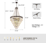 French Empire Crystal Chandelier, Large Vintage Chandelier for High Ceiling, 6-Tier Antique Bronze Lighting, Farmhouse Ceiling Light Fixture for Foyer, Entryway, Living Room, 28" Wx48''H A108-B0DL5PCNJS